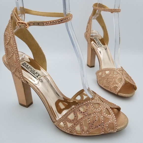 Badgley Mischka Shoes - Badgley Mischka Hart Crystal Embellished Evening Shoes, Rose Gold, Women's 9.5